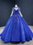 Fit Your Body Type Royal Blue Ball Gown Organza Beading Long Sleeve Prom Dress