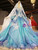 Will Be Available For Purchase Blue Ball Gown Tulle Sequins Long Sleeve Appliques Beading Wedding Dress
