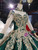 Looking For Cute And Stylish Green Ball Gown Sequins Gold Appliques High Neck Long Sleeve Wedding Dress