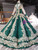 Looking For Cute And Stylish Green Ball Gown Sequins Gold Appliques High Neck Long Sleeve Wedding Dress