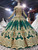 Shop Online Green Ball Gown Sequins Appliques Beading Long Sleeve Wedding Dress