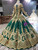 Shop Online Green Ball Gown Sequins Appliques Beading Long Sleeve Wedding Dress