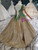 Take Center Stage In Gold Ball Gown Sequins Short Sleeve Green Appliques Flower Girl Dress