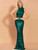 Fabulous In Stock:Ship in 48 Hours Green Mermaid High Neck Sleeveless Party Dress