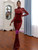 Fairy Tale In Stock:Ship in 48 Hours Burgundy Mermaid Sequins Long Sleeve Party Dress