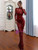 Fairy Tale In Stock:Ship in 48 Hours Burgundy Mermaid Sequins Long Sleeve Party Dress