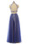 Sexy Two Piece Prom/Evening Dress Royal Blue Tulle Floor-Length Backless Beaded Party Dress