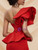 Trendy In Stock:Ship in 48 Hours Red mermaid One Shoulder Ruffles Party Dress