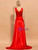 Hot Sale In Stock:Ship in 48 Hours Red Satin V-neck Split Party Dress