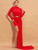 Noble In Stock:Ship in 48 Hours A-Line Red High Neck Long Sleeve Dress