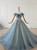 To Fit Your Style Blue Ball Gown Tulle Off the Shoulder Appliques Beading Sequins Prom Dress