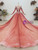 Fit Your Body Type Red Ball Gown Tulle Sequins Long Sleeve Beading Crystal Wedding Dress