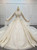 For You Next Prom Dance Champagne Ball Gown Tulle Sequins Beading Off the Shoulder Wedding Dress With Removable Train