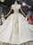 To Fit Your Style Champagne Tulle Cap Sleeve Beading Sequins Wedding Dress With Train