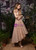 For You A-Line Rose Gold Hi Lo Cap Sleeve High Neck Prom Dress