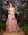 Pink Tulle Embroidery Lace Appliques Spaghetti Straps Prom Dress