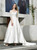 Will Be Available For Purchase White Ball Gown Satin 3/4 Sleeve Appliques Beading Wedding Dress