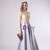 Hottest Items A-Line Silver Gray Satin Short Sleeve Beading Long Prom Dress