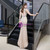 Get An On-Trend Champagne Mermaid Handwork Beading V-neck Tulle Luxury Prom Dress