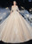 You Can Be The Star Luxury Champagne Tulle Sequins Off the Shoulder Appliques Beading Wedding Dress