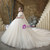 Light Champagne Tulle Off the Shoulder Pleats Wedding Dress With Train