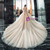 Find Your Dress For Prom! Dark Champagne Tulle Off the Shoulder Long Sleeve Beading Wedding Dress