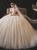 Get Your Discounts Champagne Tulle Puff Sleeve Beading Sequins Backless Wedding Dress