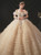 Make Your Prom a Dream Dark Champagne Tulle Tiers Off the Shoulder Beading Wedding Dress 