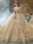 Is a Rite Of Passage Dark Champagne Ball Gown Tulle Tiers V-neck Beading Wedding Dress