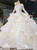 Light Champagne Sequins Long Appliques Beading Tiers Wedding Dress