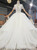 Buy The Newest Ivory White Ball Gown Tulle V-neck Short Sleeve Beading Wedding Dress