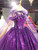 Shop Designer Purple Ball Gown Sequins Straps Beading Prom Dress With Shawl