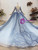 Find The Perfect Shade Of Blue Ball Gown Tulle Sequins Long Sleeve Appliques Beading Prom Dress