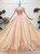 Colorful Ball Gown Tulle Long Sleeve Appliques Wedding Dress