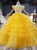 Yellow Ball Gown Tulle Beading Sequins Tiers Princess Flower Girl Dress