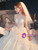 Shop For Cute Champagne Ball Gown Tulle Short Sleeve Backless beading Sequins Wedding Dress