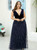 We Specialize In Custom Made A-Line Navy Blue Tulle Sequins Deep V-neck Plus Size Prom Dress