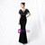 Get Your Discounts In Stock:Ship in 48 Hours Black V-neck Prom Dress With Shawl