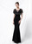 Get Your Discounts In Stock:Ship in 48 Hours Black V-neck Prom Dress With Shawl