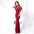 An Extra 40% Off Storewide In Stock:Ship in 48 Hours Burgundy V-neck Prom Dress With Shawl