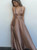 Hot Selling V-Neck Long Criss-Cross Straps Blush Prom Dress with Pleats
