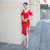 Never Miss Out On In Stock:Ship in 48 Hours Red Satin V-neck Short Prom Dress With Beading