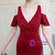 You Can Be The Star In Stock:Ship in 48 Hours Burgundy Satin V-neck Short Prom Dress With Beading
