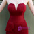 Purchase Your Favorite In Stock:Ship in 48 Hours Burgundy Sheath Spandex Strapless Prom Dress