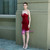 Purchase Your Favorite In Stock:Ship in 48 Hours Burgundy Sheath Spandex Strapless Prom Dress