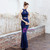 You'll Always Remember Wearing In Stock:Ship in 48 Hours Navy Blue Halter Lockhole Sequins Prom Dress