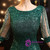 In Stock:Ship in 48 Hours Green Half Sleeve Beading Sequins Prom Dress