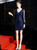 In Stock:Ship in 48 Hours Navy Blue Sequins V-neck Long Sleeve Short Homecoming Dress