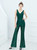 In Stock:Ship in 48 Hours Green Sequins V-neck Party Jumpsuit