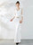 In Stock:Ship in 48 Hours White Mermaid Spandex Half Sleeve Prom Dress